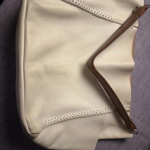 Callista shoulder bag used, white with cigar-colored handles