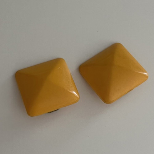 Vintage Atelier clip-on earrings, yellow mustard