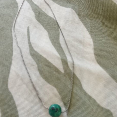 Necklace stainless steel with small turquoise stone like new