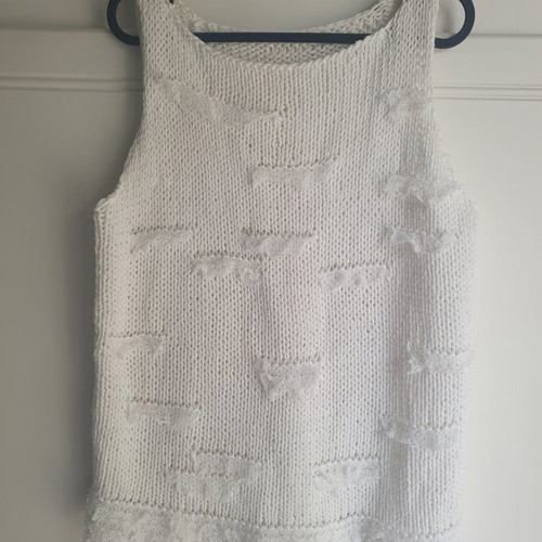 Knitted cotton blouse handmade, like new, size medium to large, white