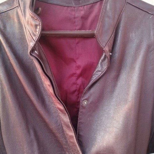 Vintage leather jacket from Constantinople with double belt, burgundy