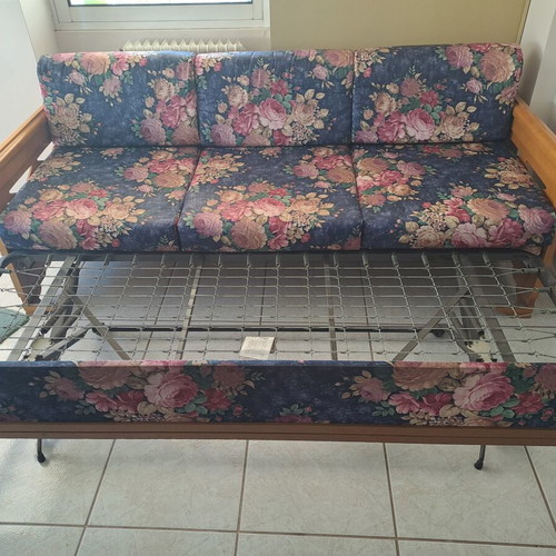 Sofa three-seater with foldable bed and mattress used