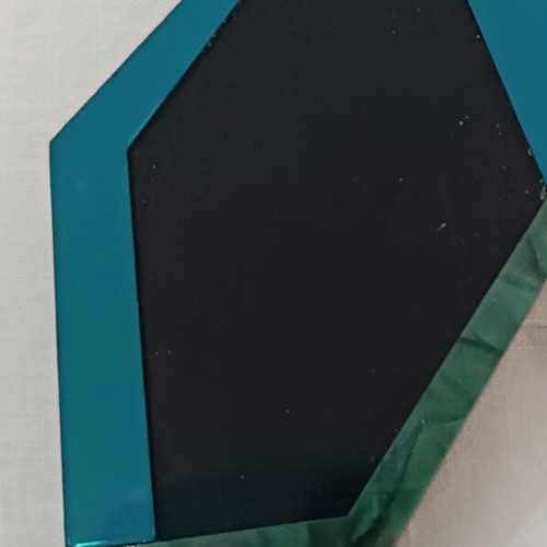 Lynne geometric statement earrings like new, petrol marble oversized chic