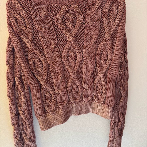 Zara Cropped knitted sweater like new with metallic bronze details size M