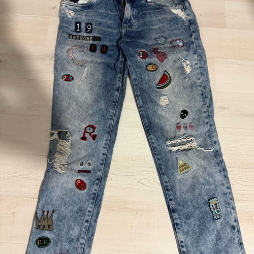 Zara patchwork jeans used, blue, size XS