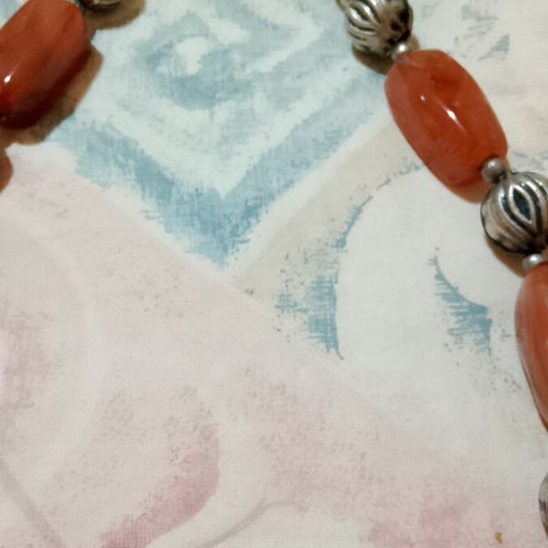 Handmade Boho Statement Necklace with Natural Carnelian Stones and Metal Elements