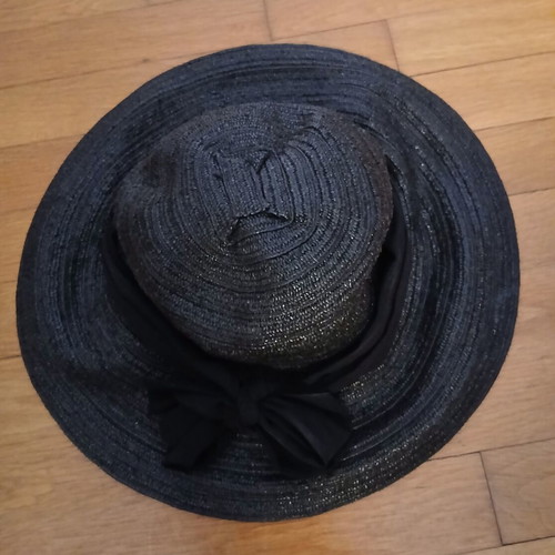Mad Hat Straw Black Beach Hat with Ribbon Size 56.5 like new
