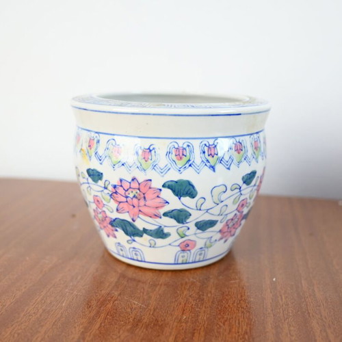 Chinese porcelain flowerpot used with lotus flower design