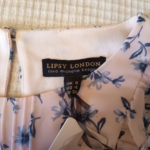 Lipsy London Mini Dress New Light Pink Blue Floral Ruffles Bell Sleeves