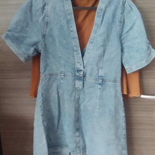 Denim dress like new with open back and front buttons