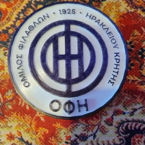 OFI football team plaque made to order, 10 cm diameter