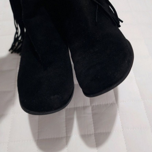 Karen Millen London black suede leather tassel ankle boots like new, size 38
