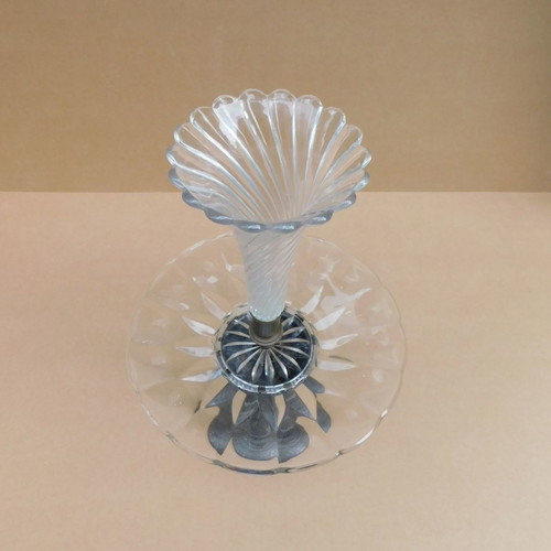 Crystal fruit bowl with metal base German, about 70 years old