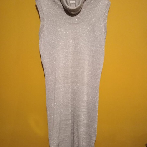 Oltre silver lurex sleeveless midi dress one size new