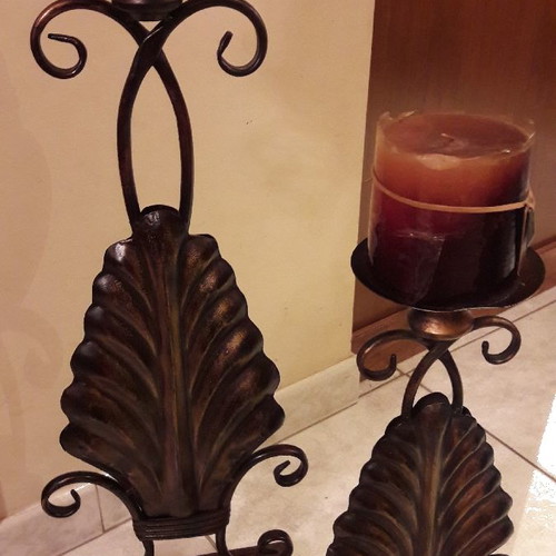 Candle holders used, set of 2 metal floor