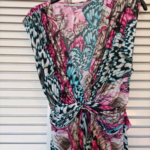 Colorful dress used, size medium to large, with belt