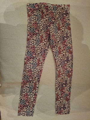 Girls' leggings like new, colorful with flowers, size 128 cm
