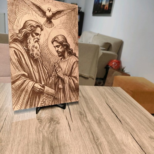 Engraved icon The Holy Trinity new with stand
