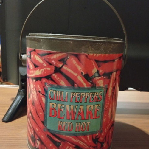 Chili Peppers Beware Red Hot special edition paint can with CD and merchandise