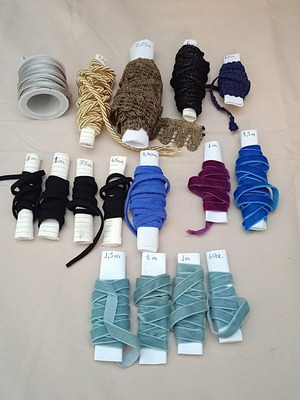 Ribbons, braids and cords like new, total 32.20 meters