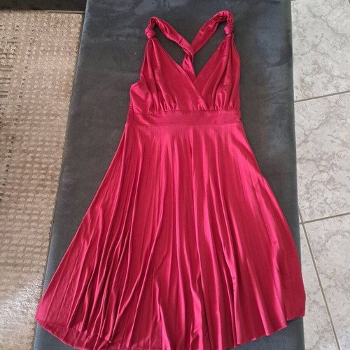 Pleated dress with open back from cast fabric Bonn fashion like new, red, size S