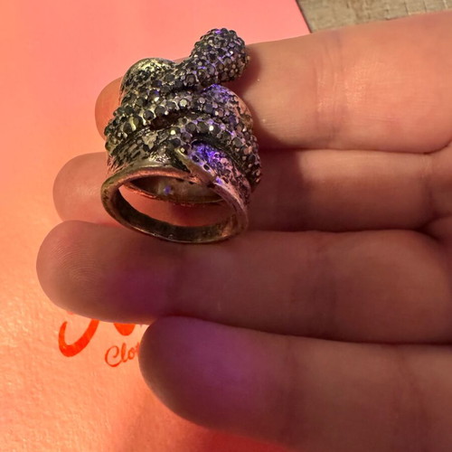 Steel snake ring Zara with black zirconia like new
