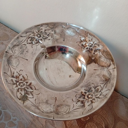Silver-plated fruit bowl used, antique, height 11.5 cm diameter 22 cm