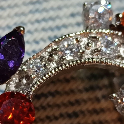 Silver 925 pin with multicolored stones, new