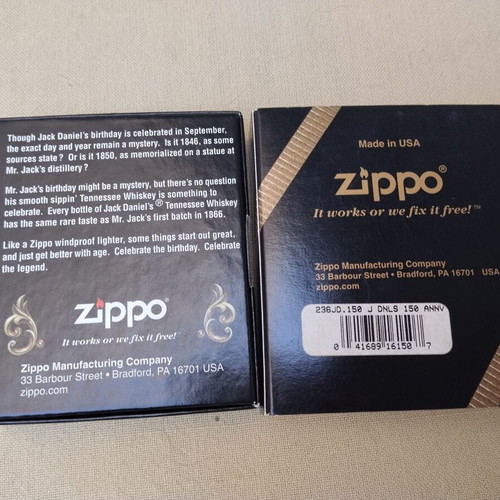Zippo 2000 Jack Daniel's 150th Birthday Black Matte lighter mint condition