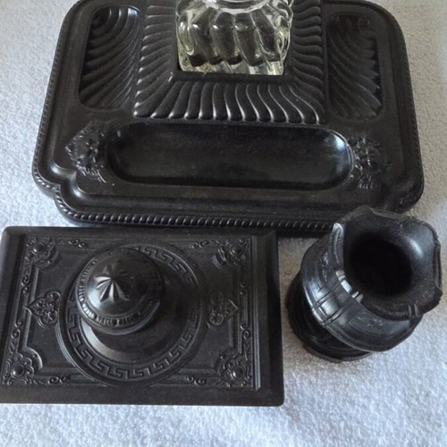 Antique deskset ebonite in beautiful shape