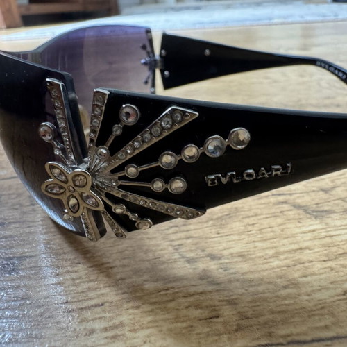 Bvlgari vintage designer sunglasses used with rhinestone detailing