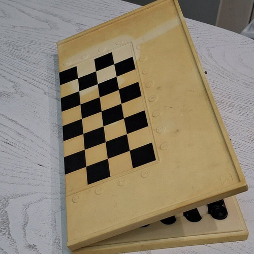 Backgammon and checkers used, travel size, plastic