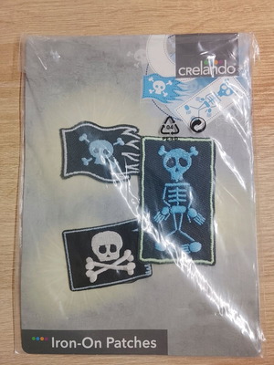 Set of 3 iron-on pirate patches new