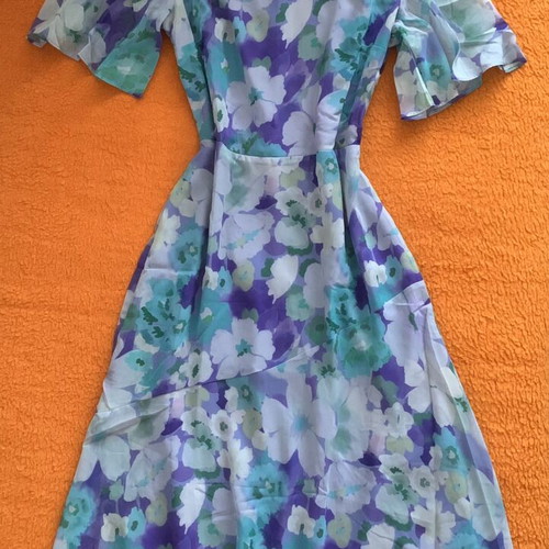 Elegant chiffon dress XS size, new, blue and purple