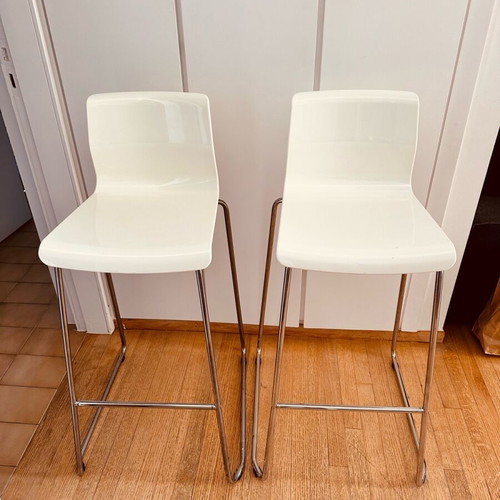 Bar Stool / Bar White with Inox base Brand GLENN 2 PCS