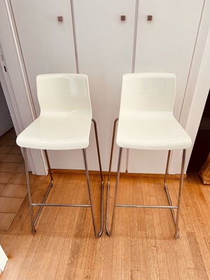 Bar Stool / Bar White with Inox base Brand GLENN 2 PCS