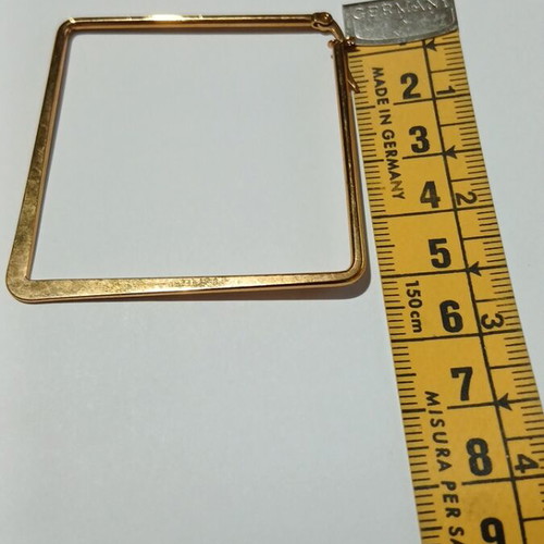 Square Earrings 5cm gold plated stainless steel like new