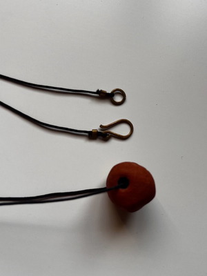 Necklace used with ceramic bead and brass clasp handmade