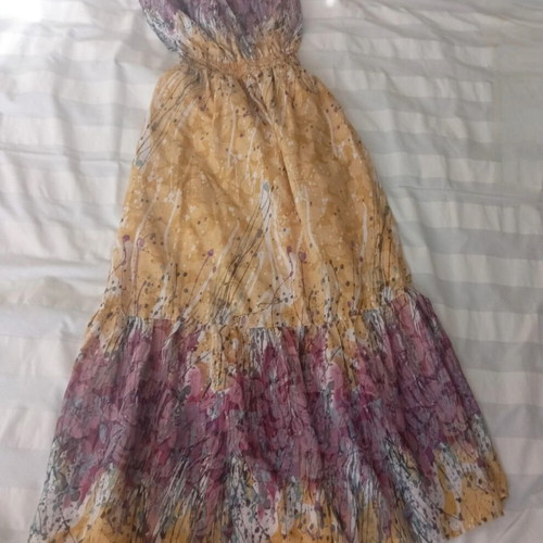 Maxi boho strapless dress Virgin Prunes by Mikró like new, multicolor