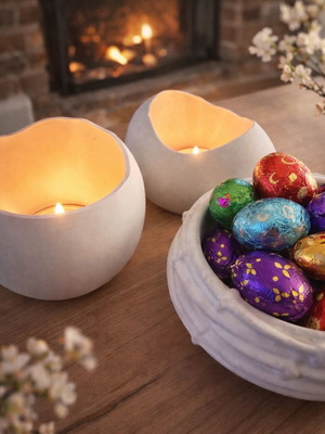 Candle holders with nest new, Easter decoration set