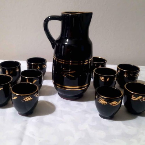 Set of 12 Glasses with Pitcher for Tsipouro and Sake like new