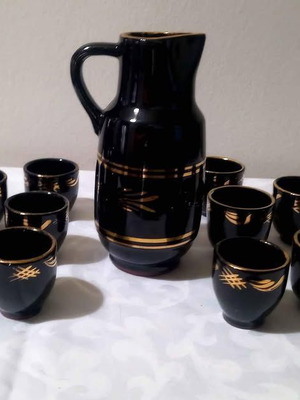 Set of 12 Glasses with Pitcher for Tsipouro and Sake like new