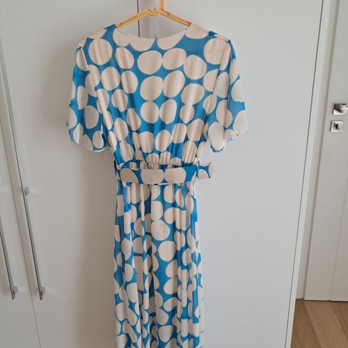Women's midi dress cruzé like new, white and turquoise