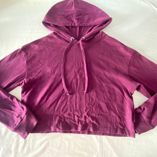 H&M Basic Cropped Hoodie used, size XS, burgundy