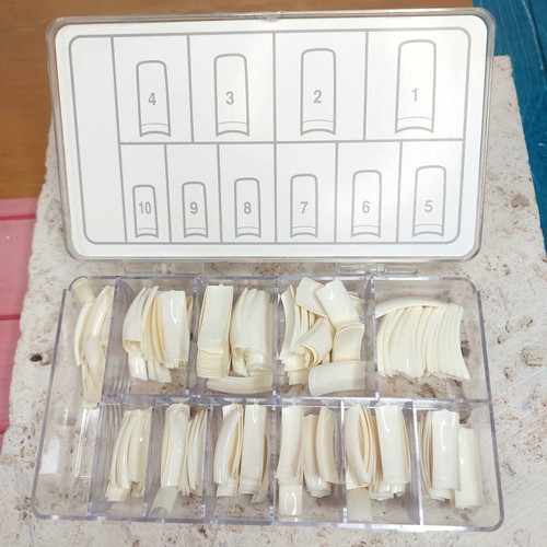 Peggy Sage case Professional nail tips square French shape, 250 pcs, white