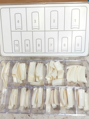 Peggy Sage case Professional nail tips square French shape, 250 pcs, white