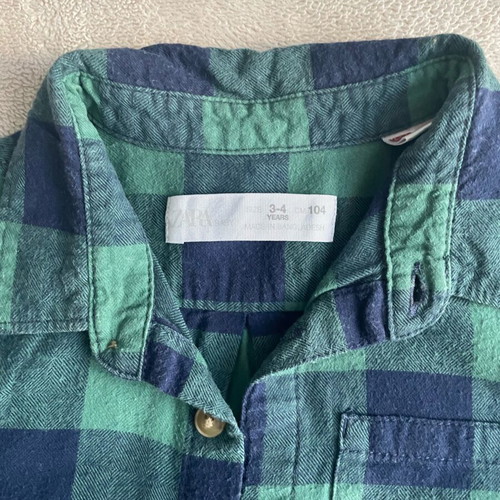ZARA Checked Shirt Like New, 3-4 Years, Blue and Green