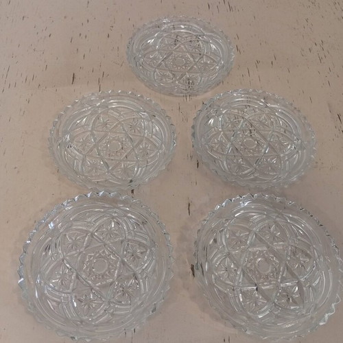 Crystal vintage serving tray and plate set like new, 5 pieces