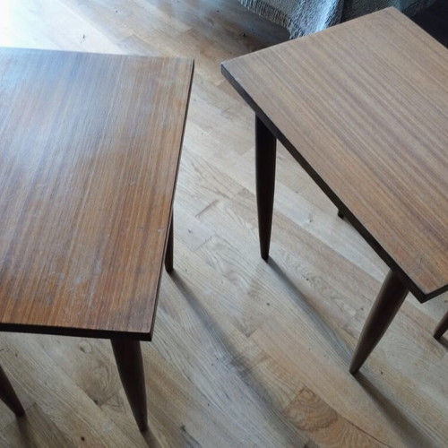 Vintage side tables set of 2 60s Mid-Century Modern used