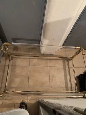 Glass table used with glass top and mirror underneath